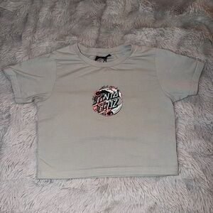 Santa Cruz Skateboards Light Gray Crop Top with Vibrant Logo